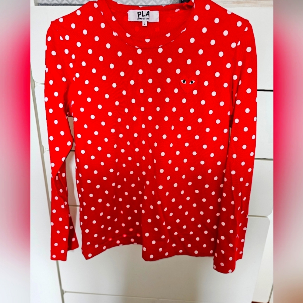 EUC red polka dot shirt